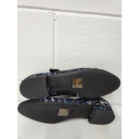 C.Paravano Women's Mary Jane Tweed Shimmery Black/Blue Shoes/Flats, 38 (US 7.5) - Picture 5 of 8